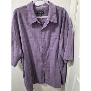 David Taylor XXXLT Purple Plaid Short Sleeve Button-Up ! Pocket Shirt Polyester